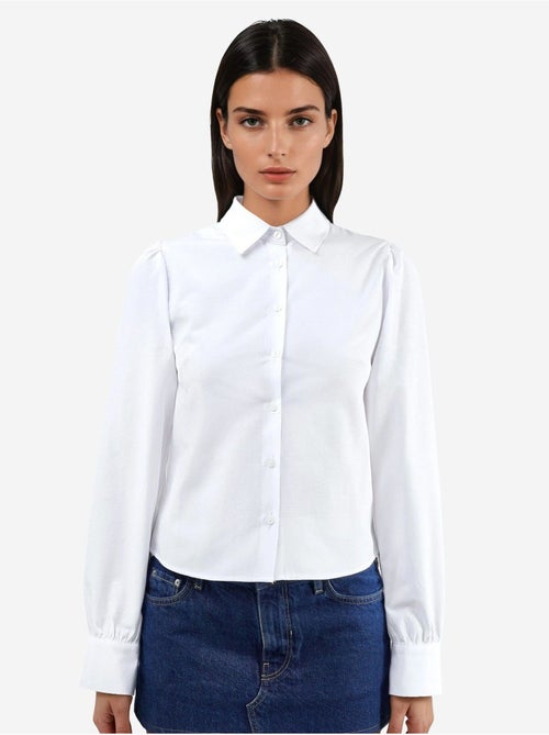Chemise en popeline unie avec fermeture à boutons busem - Kiabi