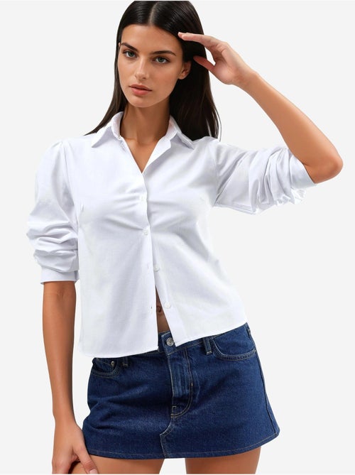 Chemise en popeline unie avec fermeture à boutons busem - Kiabi