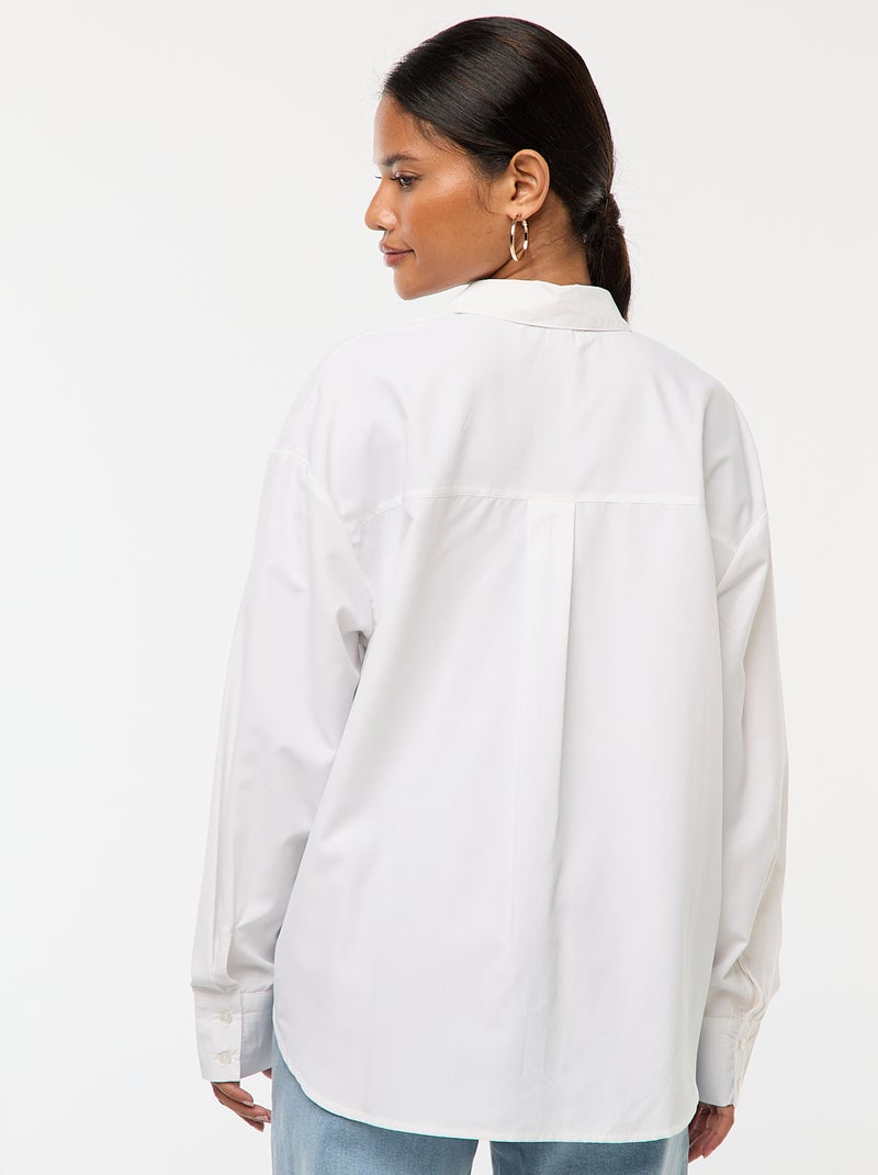 Chemise en popeline unie Blanc - Kiabi