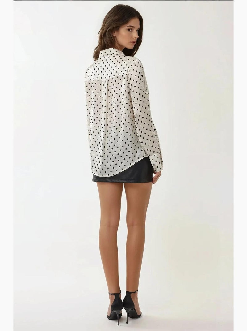 Chemise en satin à pois et boutons hiccup Multicolore - Kiabi