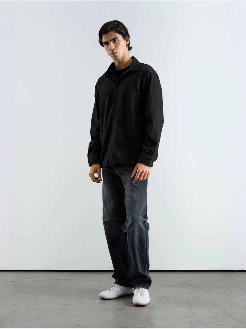 Chemise en suédine à manches longues pour homme giesto Noir - Kiabi