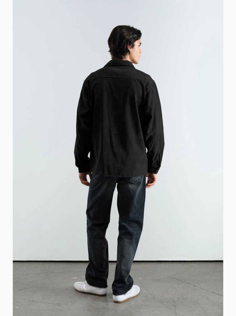 Chemise en suédine à manches longues pour homme giesto Noir - Kiabi