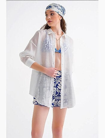 Chemise en tulle surdimensionnée avec fermeture à boutons mixray