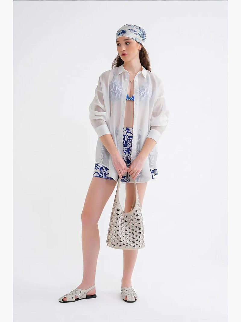 Chemise en tulle surdimensionnée avec fermeture à boutons mixray Blanc - Kiabi