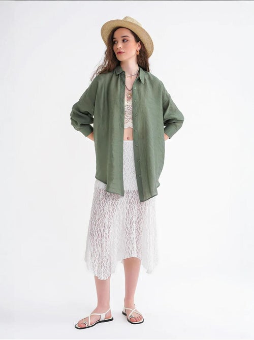 Chemise en tulle surdimensionnée avec fermeture à boutons mixray - Kiabi