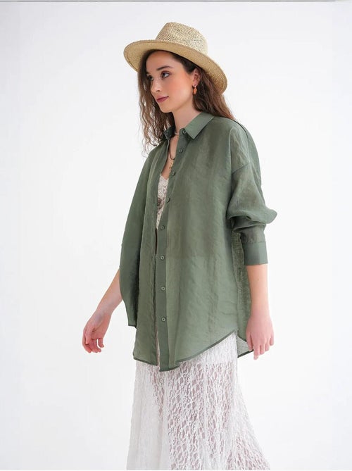 Chemise en tulle surdimensionnée avec fermeture à boutons mixray - Kiabi