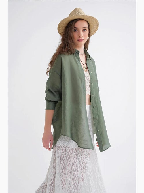 Chemise en tulle surdimensionnée avec fermeture à boutons mixray - Kiabi