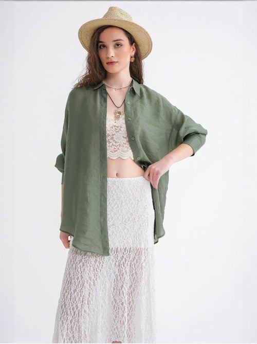 Chemise en tulle surdimensionnée avec fermeture à boutons mixray - Kiabi
