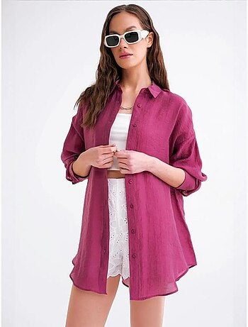Chemise en tulle surdimensionnée avec fermeture à boutons mixray