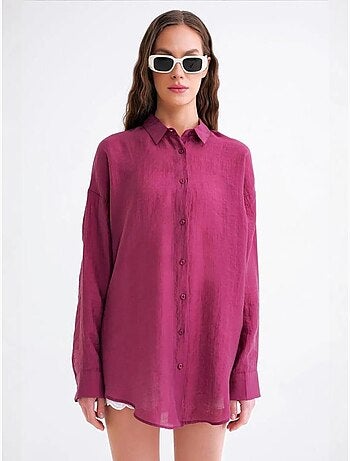 Chemise en tulle surdimensionnée avec fermeture à boutons mixray
