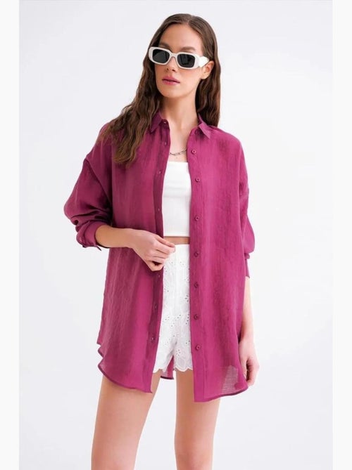 Chemise en tulle surdimensionnée avec fermeture à boutons mixray - Kiabi
