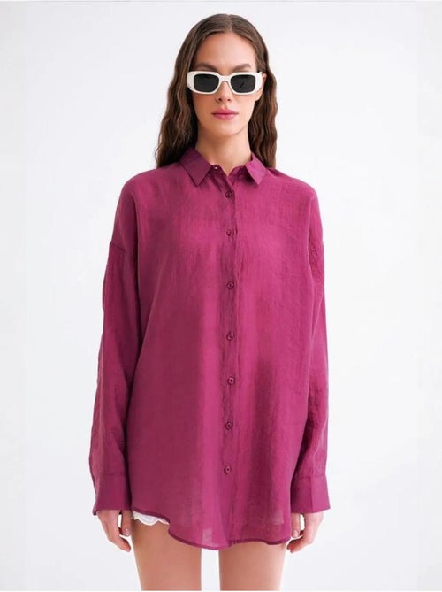 Chemise en tulle surdimensionnée avec fermeture à boutons mixray - Kiabi