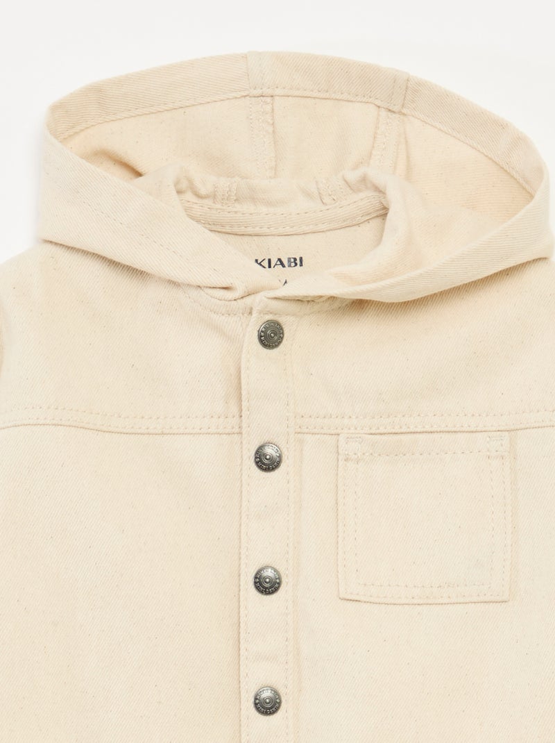 Chemise en twill à capuche Blanc - Kiabi