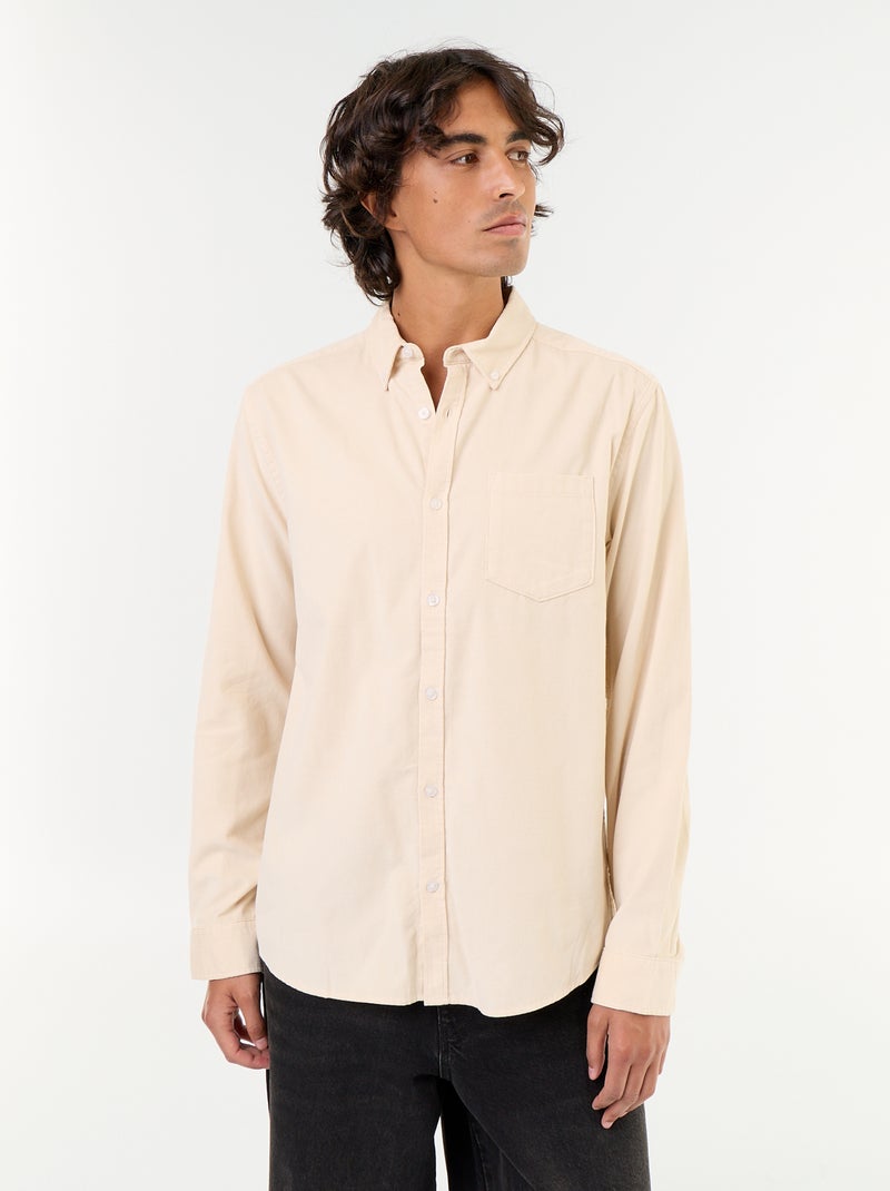 Chemise en velours côtelé Beige - Kiabi