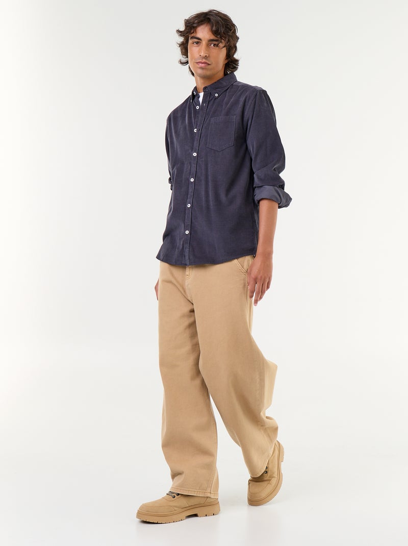 Chemise en velours côtelé Bleu - Kiabi