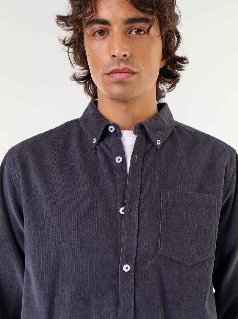 Chemise en velours côtelé Bleu - Kiabi