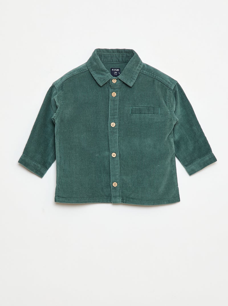 Chemise en velours côtelé Vert - Kiabi