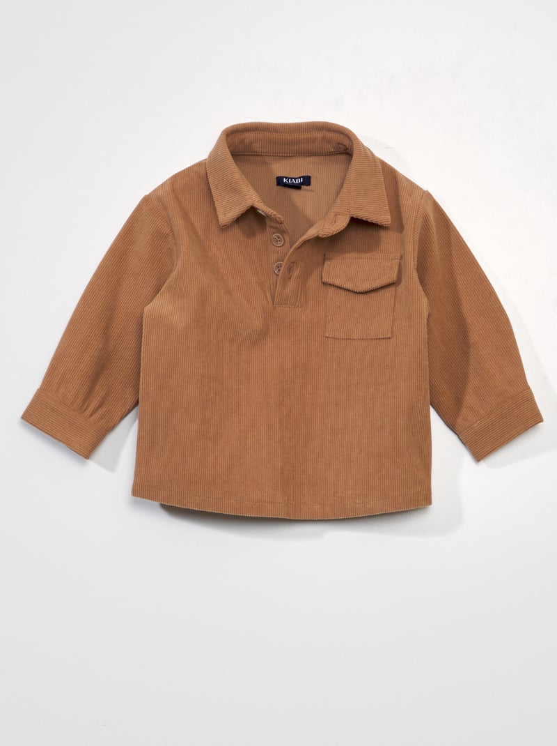 Chemise en velours Marron - Kiabi