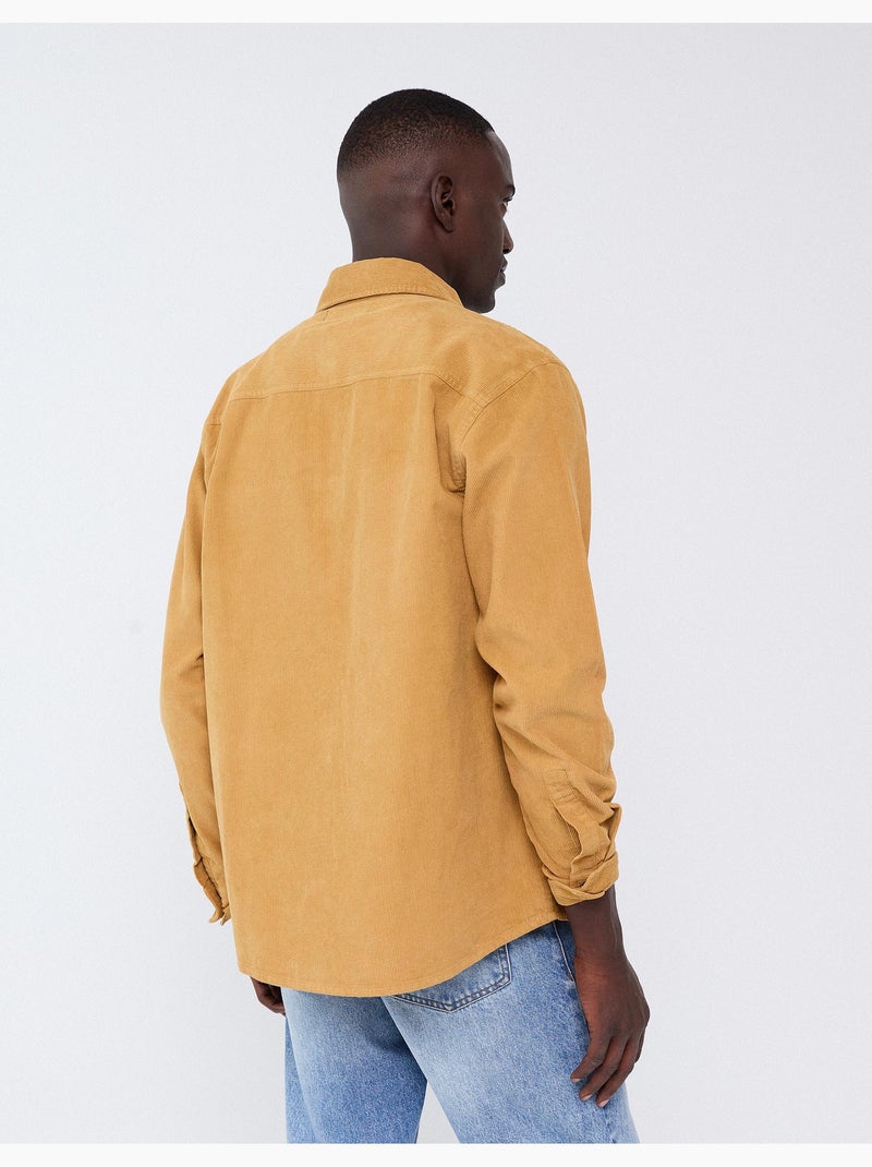 Chemise en velure côtelée, mo fashion Marron - Kiabi