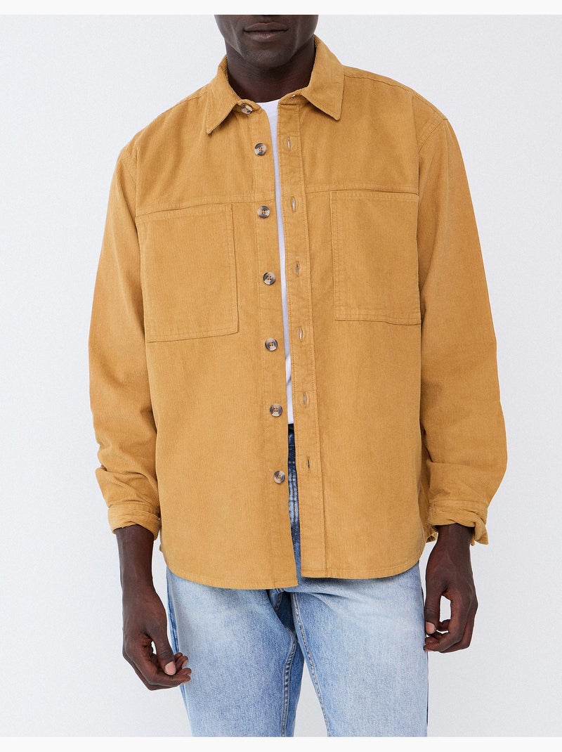 Chemise en velure côtelée, mo fashion Marron - Kiabi