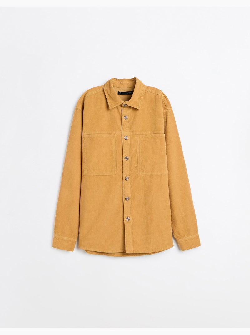 Chemise en velure côtelée, mo fashion Marron - Kiabi