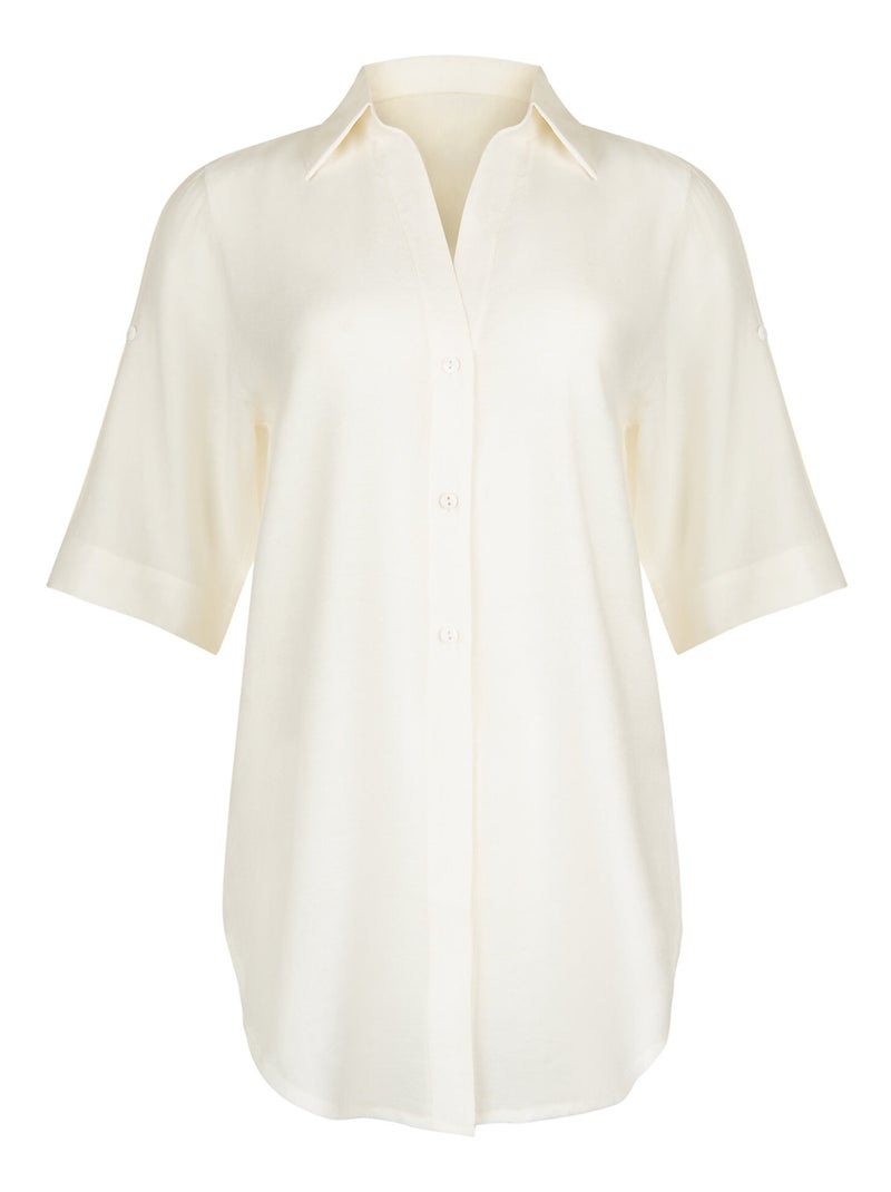 Chemise estivale manches courtes tanzania Ecru - Kiabi