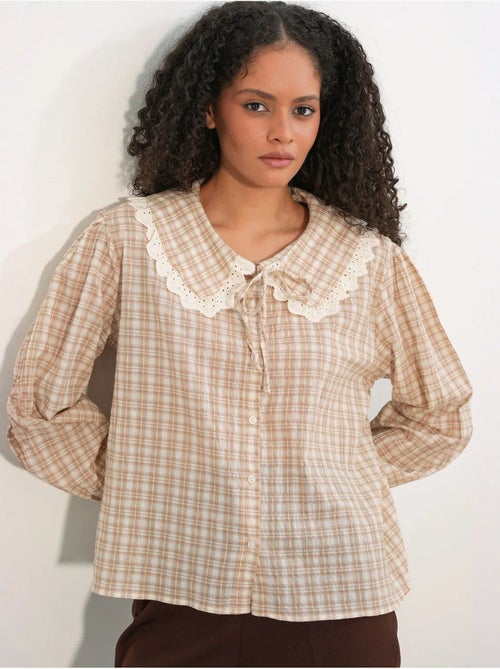 Chemise femme à carreaux en viscose popeline bdart - Kiabi