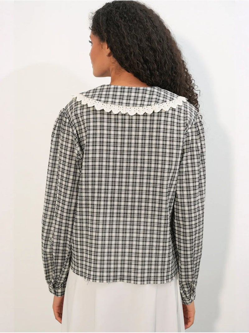 Chemise femme à carreaux en viscose popeline bdart Blanc cassé - Kiabi