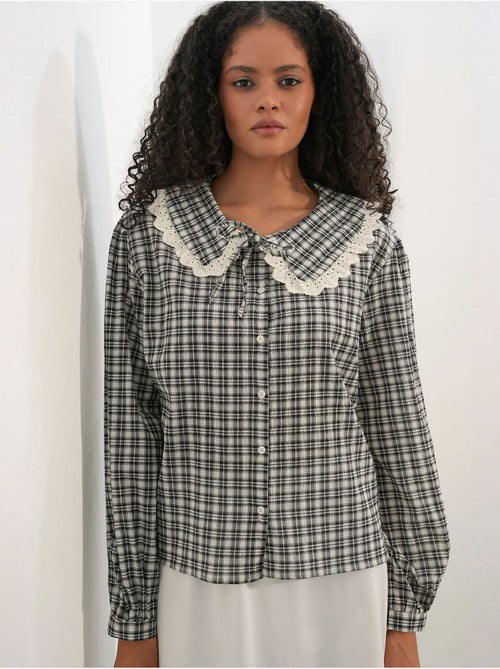 Chemise femme à carreaux en viscose popeline bdart - Kiabi