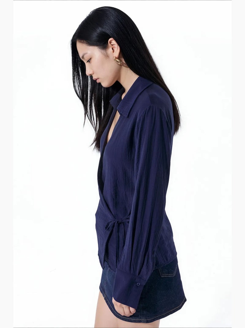 Chemise femme à col chemise busem Bleu marine - Kiabi