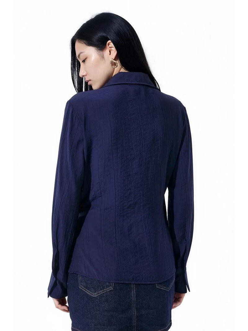 Chemise femme à col chemise busem Bleu marine - Kiabi
