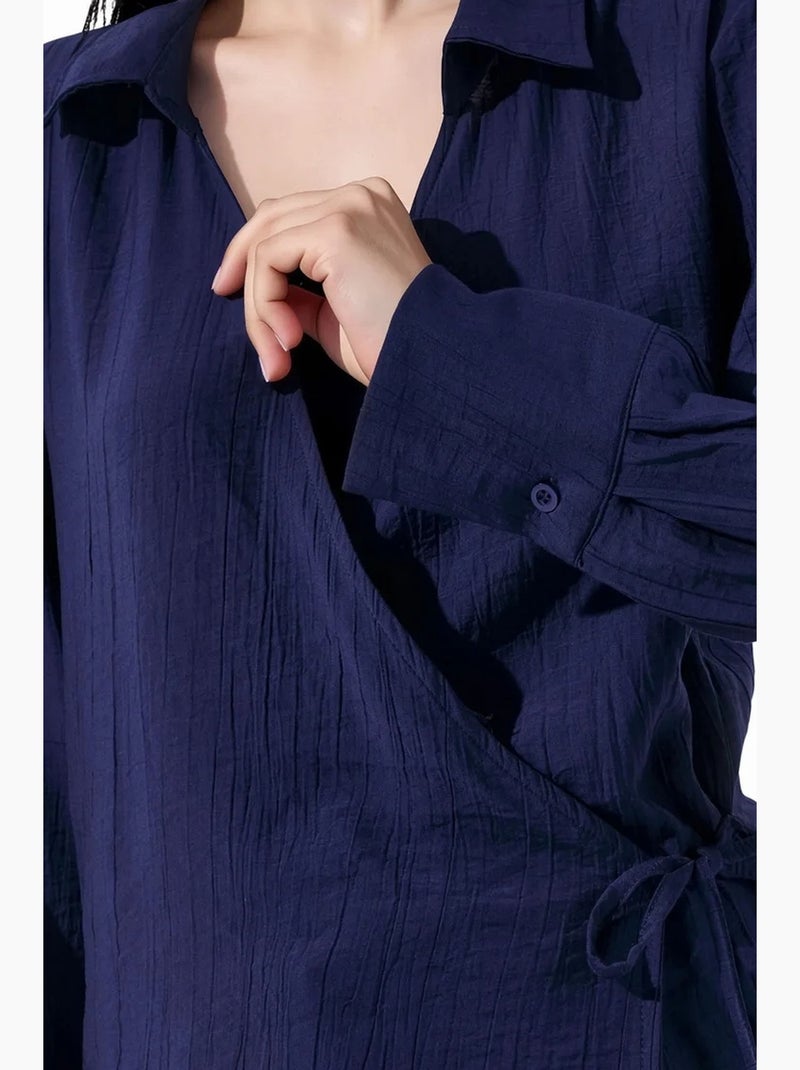 Chemise femme à col chemise busem Bleu marine - Kiabi
