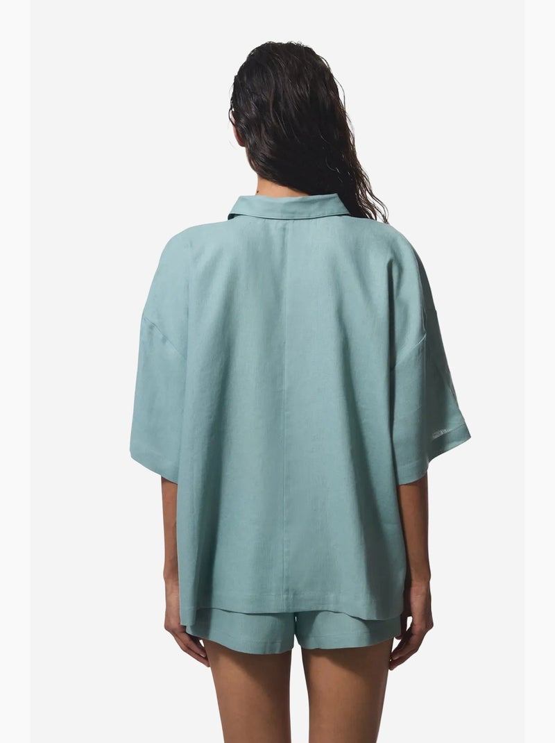 Chemise femme à col chemise classique pl7l2d2s25iy penti Vert menthe - Kiabi