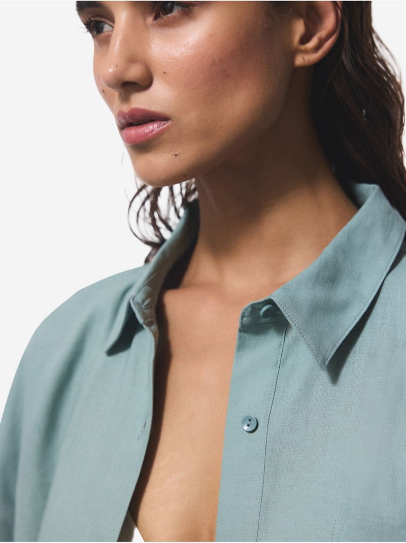 Chemise femme à col chemise classique pl7l2d2s25iy penti Vert menthe - Kiabi
