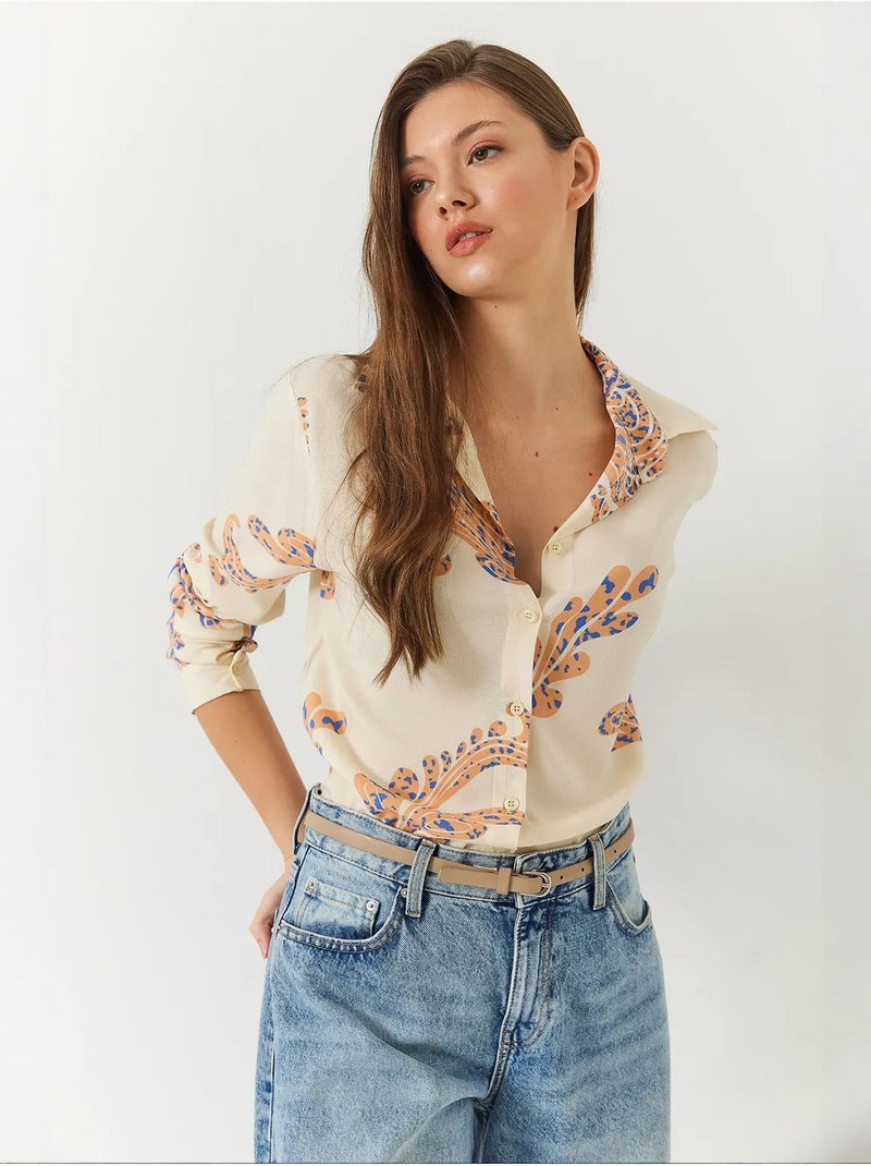 Chemise femme cintrée lucci Crème - Kiabi