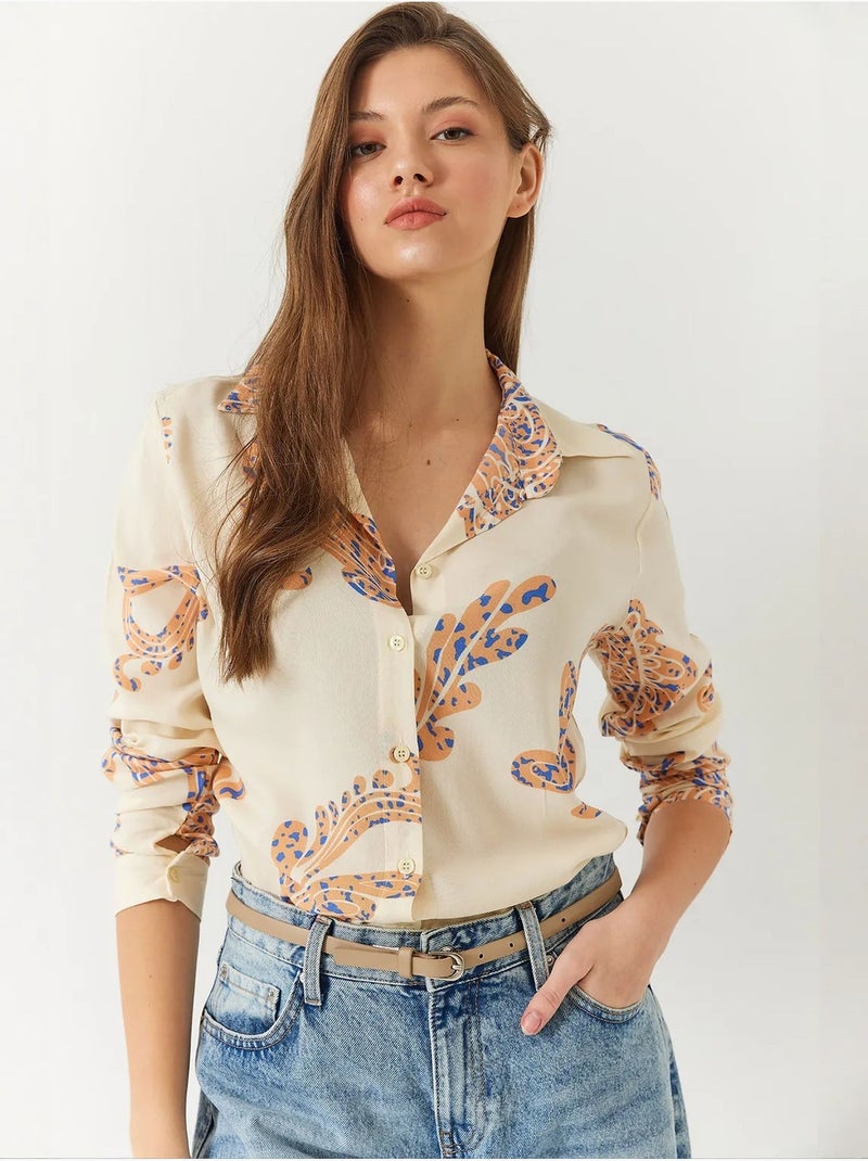 Chemise femme cintrée lucci Crème - Kiabi