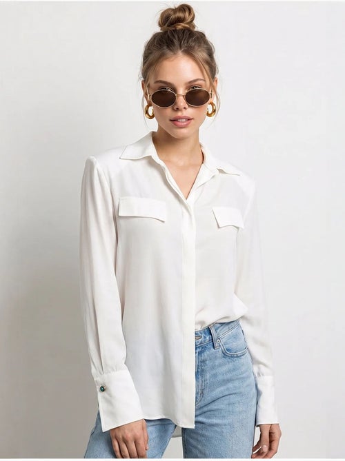 Chemise femme coupe regular en crêpe tissé lucci - Kiabi