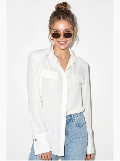 Chemise femme coupe regular en crêpe tissé lucci - Kiabi