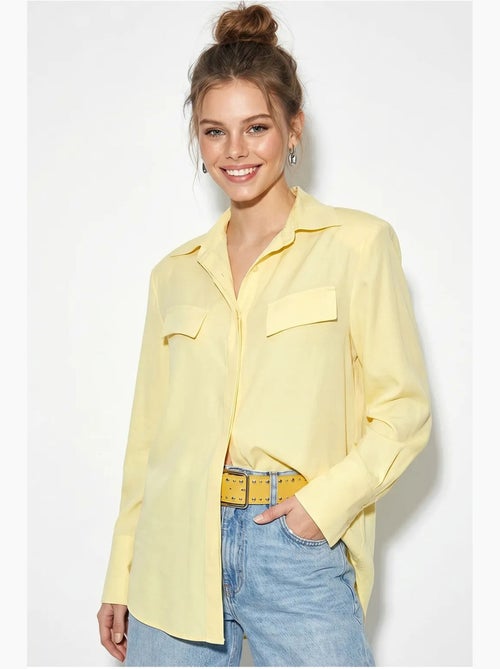 Chemise femme coupe regular en crêpe tissé lucci - Kiabi