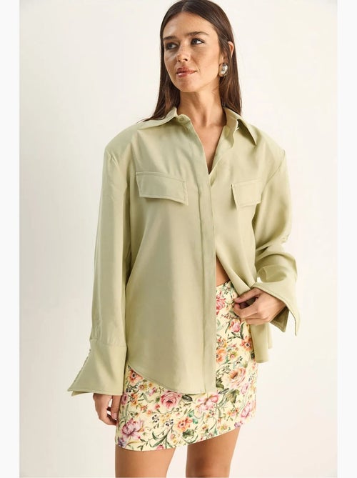 Chemise femme coupe regular en crêpe tissé lucci - Kiabi