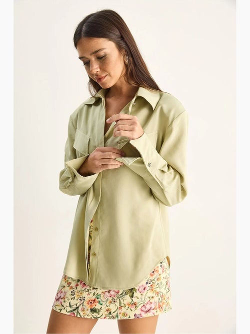 Chemise femme coupe regular en crêpe tissé lucci - Kiabi