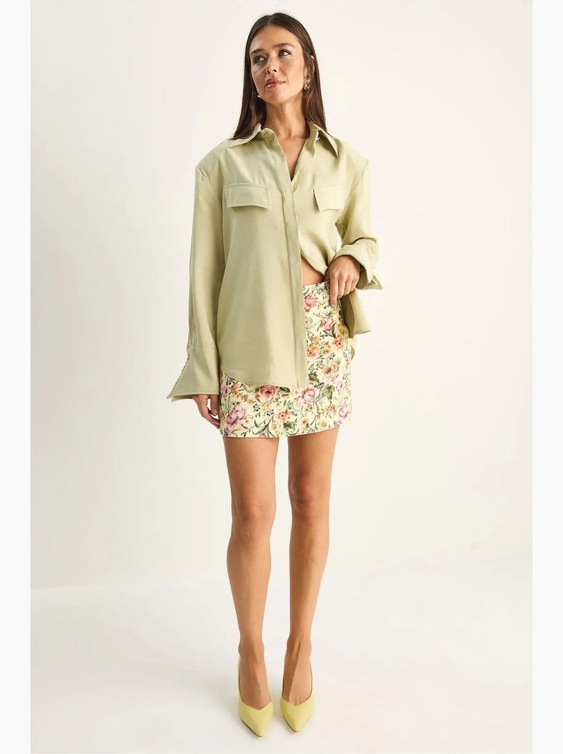 Chemise femme coupe regular en crêpe tissé lucci Vert menthe - Kiabi
