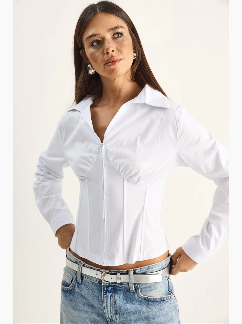 Chemise femme courte cintrée lucci Blanc - Kiabi