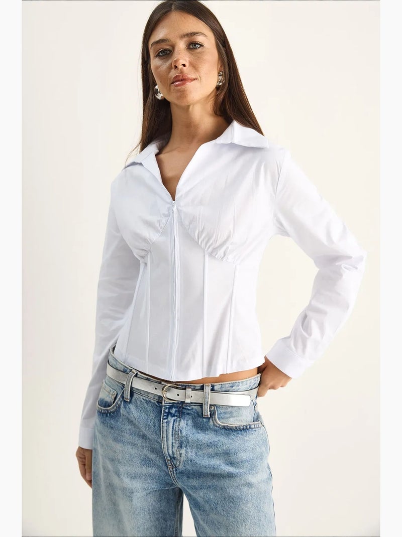 Chemise femme courte cintrée lucci Blanc - Kiabi