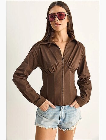 Chemise femme courte cintrée lucci