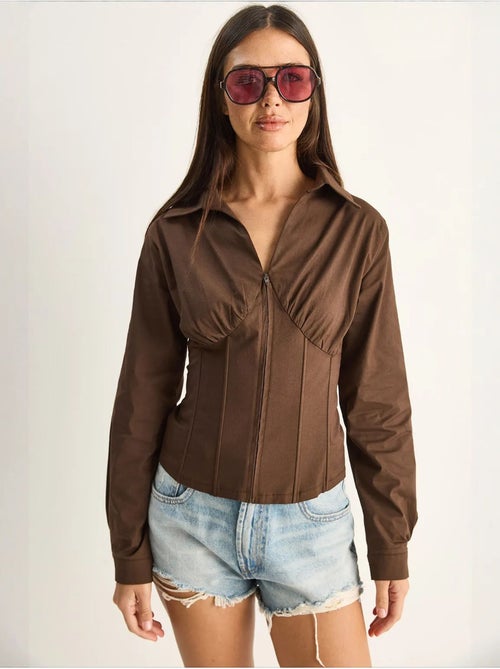 Chemise femme courte cintrée lucci - Kiabi Chemise femme courte cintrée lucci - Kiabi