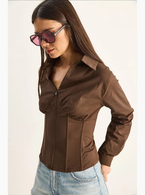 Chemise femme courte cintrée lucci - Kiabi Chemise femme courte cintrée lucci - Kiabi
