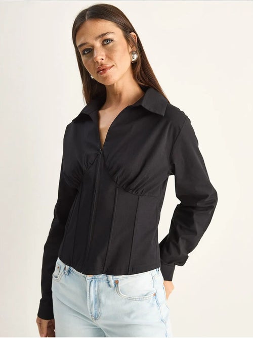 Chemise femme courte cintrée lucci - Kiabi Chemise femme courte cintrée lucci - Kiabi