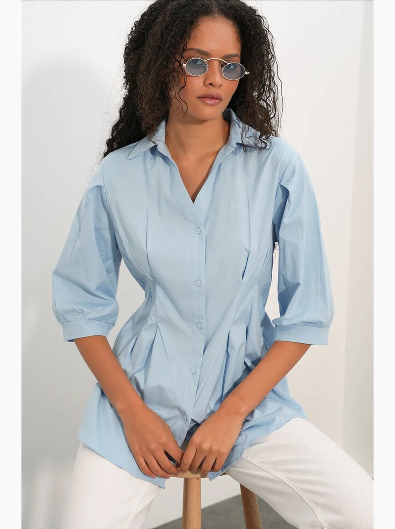 Chemise femme en mélange de coton bdart Bleu ciel - Kiabi