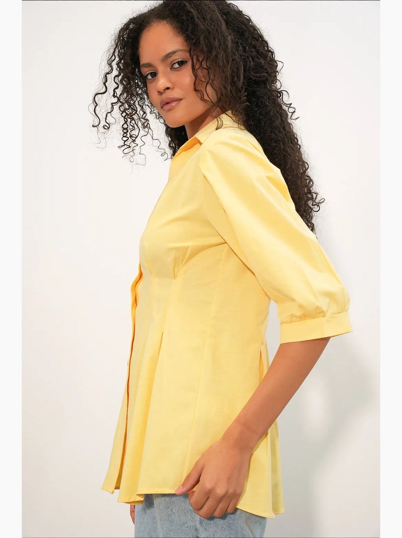Chemise femme en mélange de coton bdart Jaune citron - Kiabi